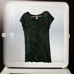 Cable & Gauge Women's Sequin Dress – Green Black Sparkle/Cocktail Party Holiday